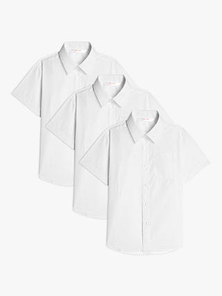 John Lewis ANYDAY The Basics Boys' Short Sleeved Shirt, Pack of 3, White