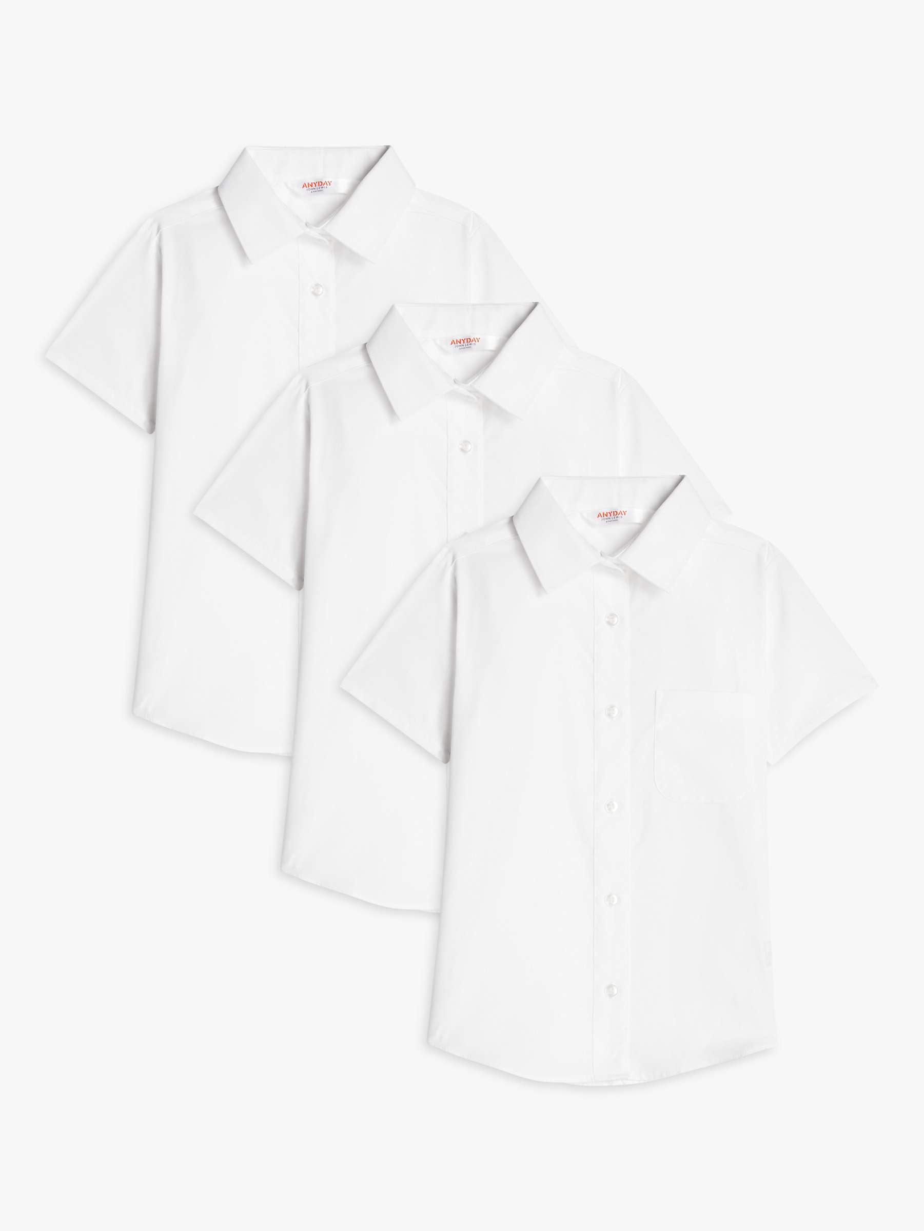 Buy John Lewis ANYDAY Girls' Short Sleeve School Blouse, Pack of 3, White Online at johnlewis.com