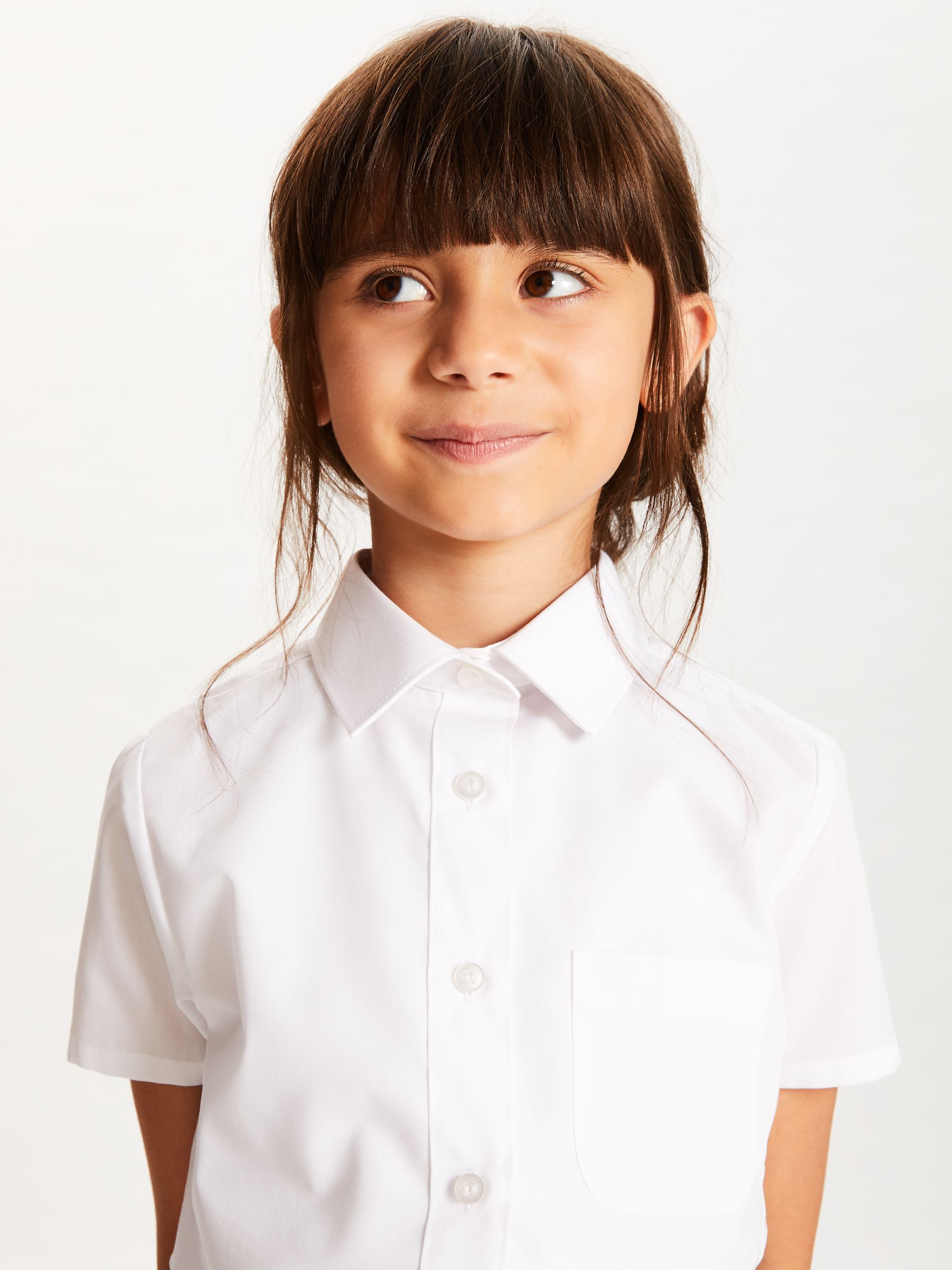 John Lewis ANYDAY Girls' Short Sleeve School Blouse, Pack of 3, White ...