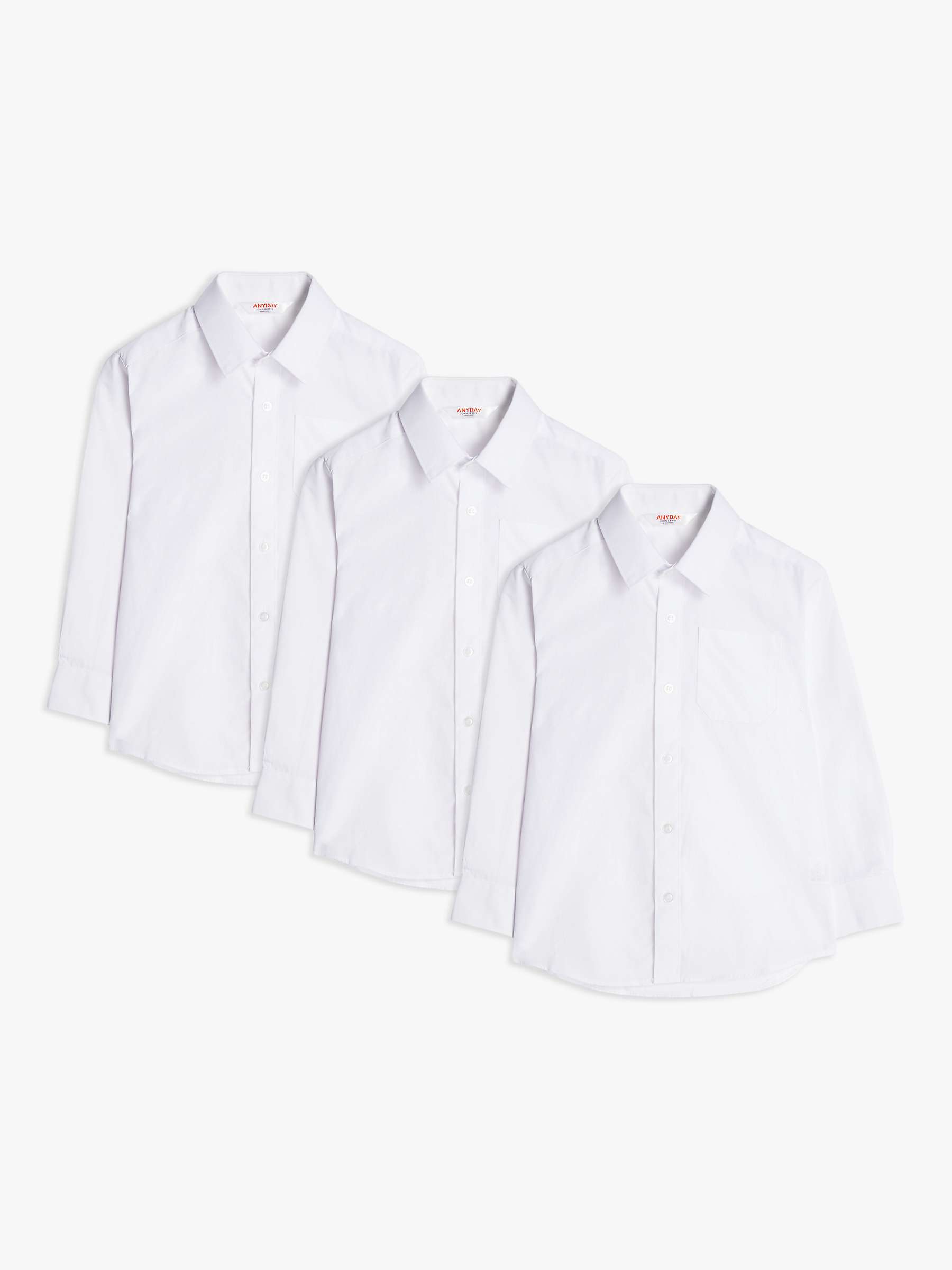 Buy John Lewis ANYDAY Long Sleeved Shirt, Pack of 3, White Online at johnlewis.com