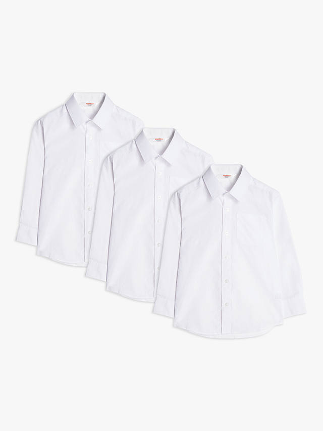 John Lewis ANYDAY Long Sleeved Shirt, Pack of 3, White