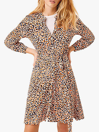 French Connection Vasha Meadow Abstract Print Shirt Dress, Jaffa Orange/Multi