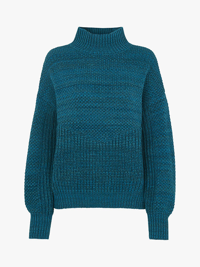 Whistles Moss Stitch Textured Jumper, Teal at John Lewis & Partners