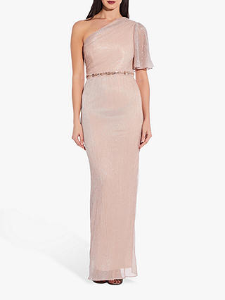Adrianna Papell One Shoulder Glitter Knit Column Dress, Blush