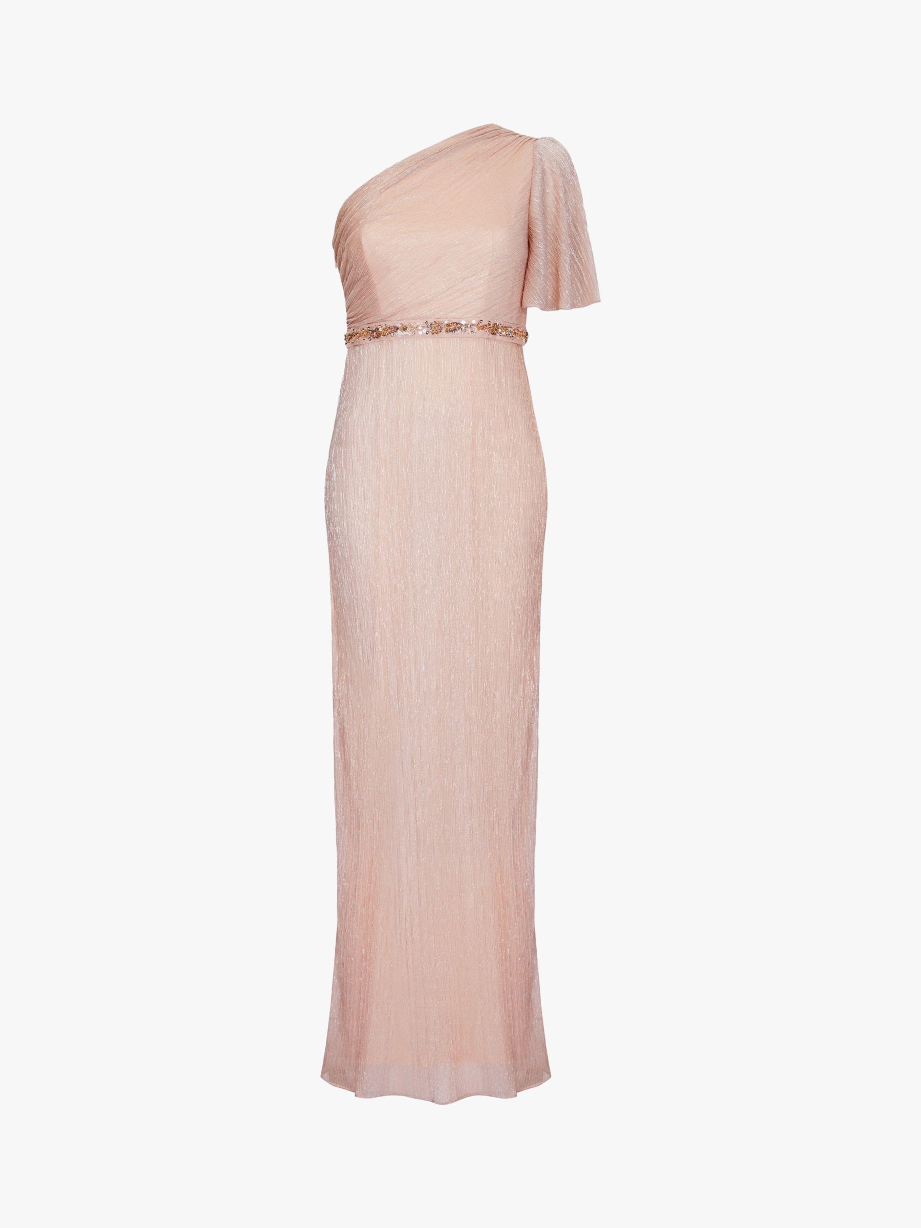 Adrianna Papell One Shoulder Glitter Knit Column Gown, Blush