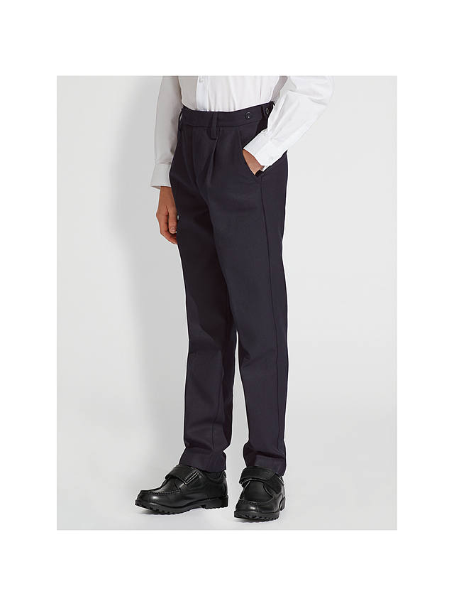 John Lewis Boys' Adjustable Waist Stain Resistant Tailored School Trousers, Navy