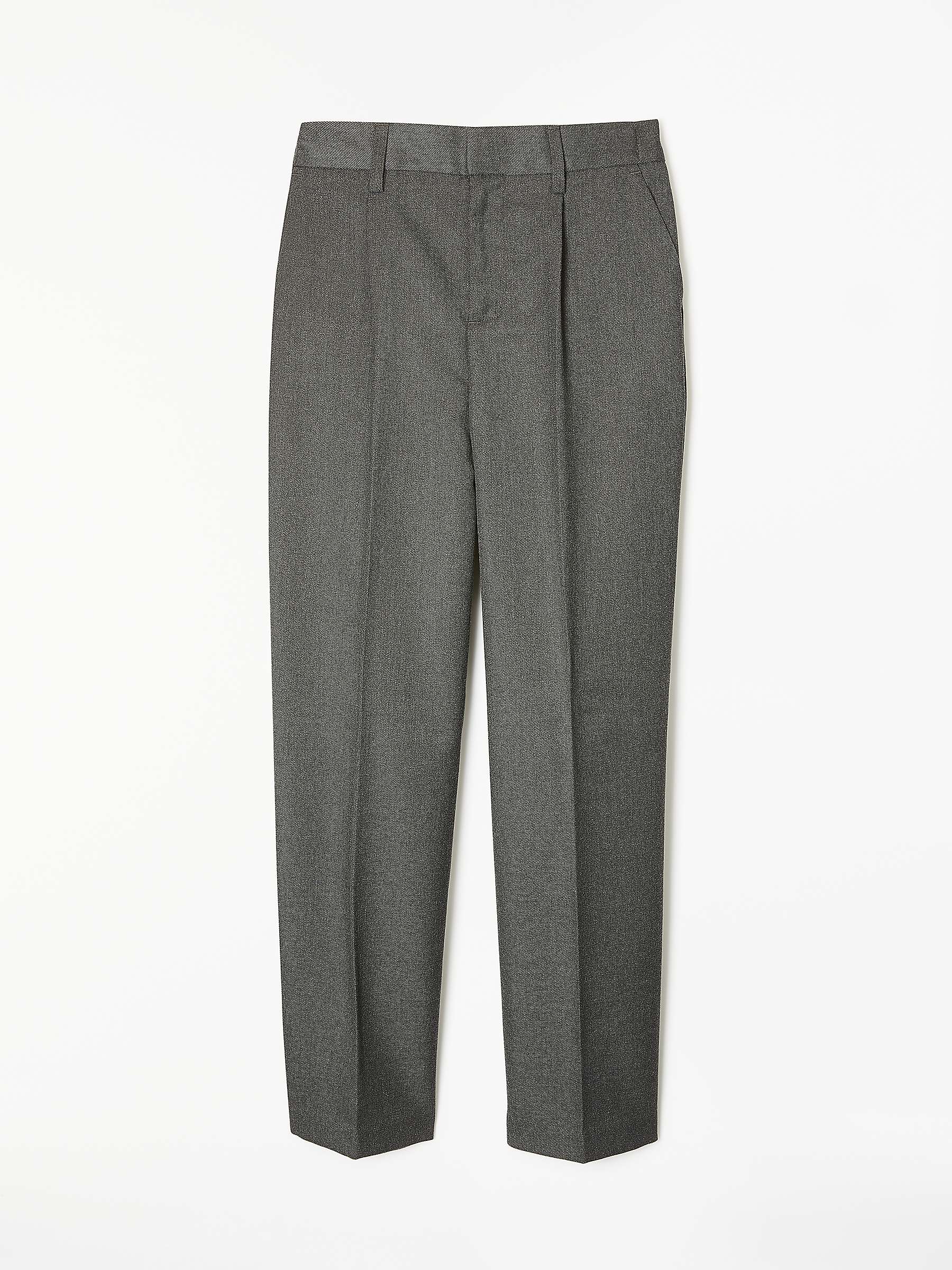 John Lewis Boys' Regular Fit Adjustable Waist School Trousers, Grey at ...
