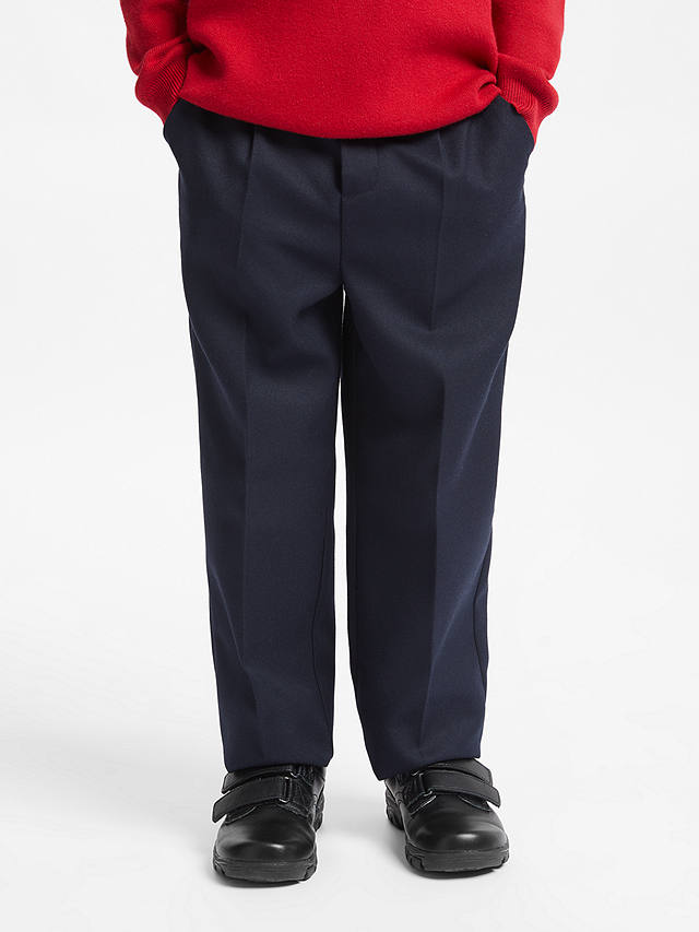John Lewis Boys' Regular Fit Adjustable Waist School Trousers, Navy
