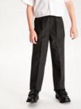 John Lewis Boys' Adjustable Waist Stain Resistant Tailored School Trousers, Grey