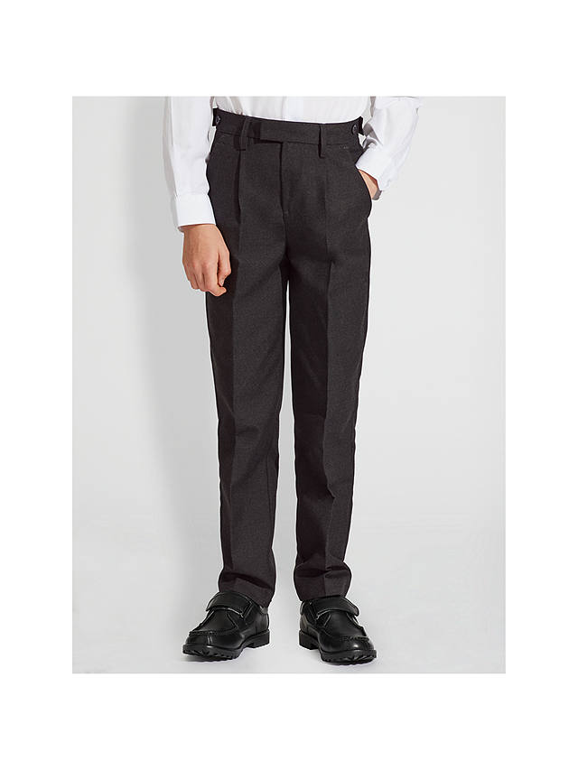 John Lewis Boys' Adjustable Waist Stain Resistant Tailored School Trousers, Charcoal