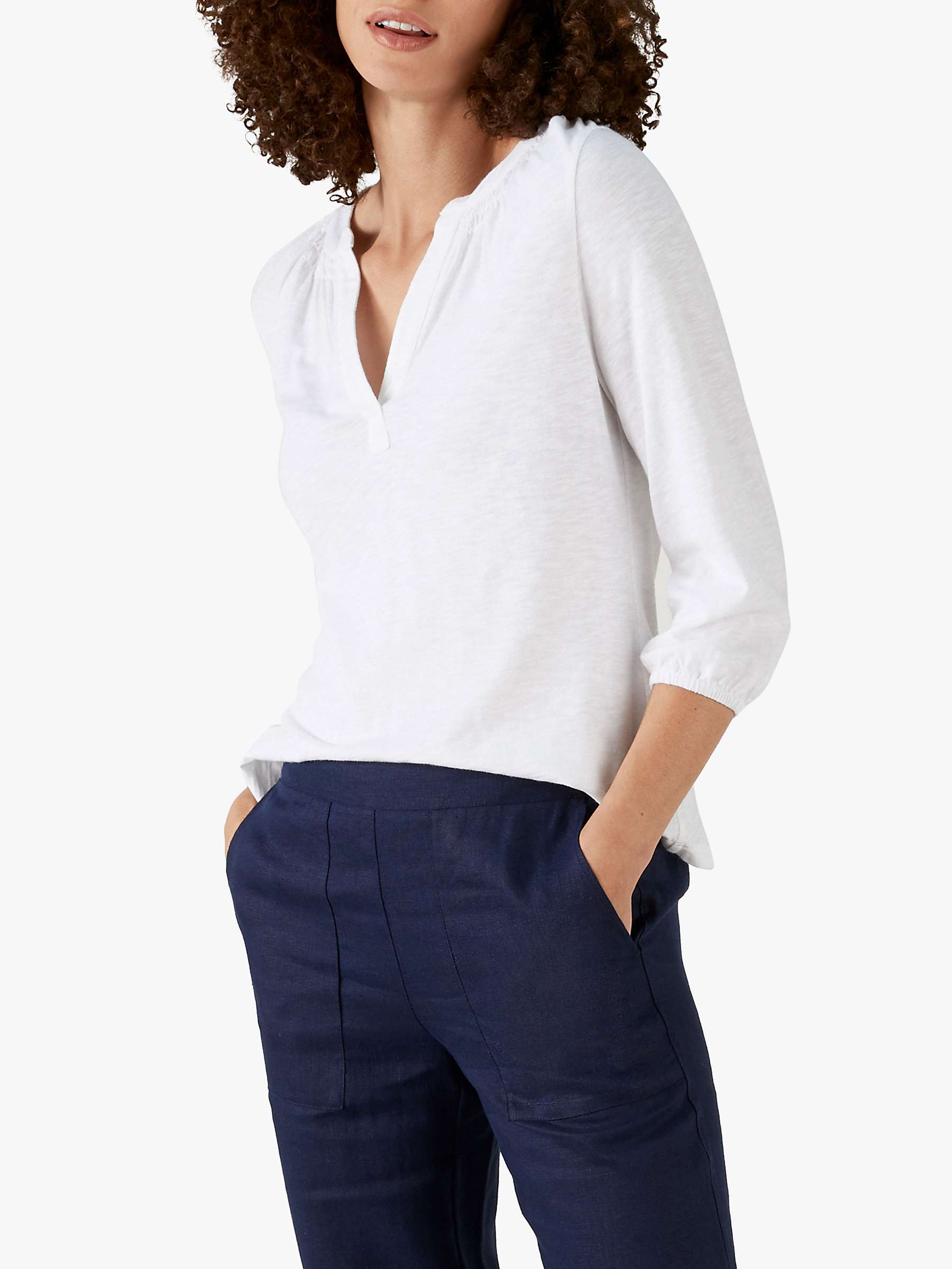 Buy Pure Collection Jersey Open V-Neck Top, Off White Online at johnlewis.com