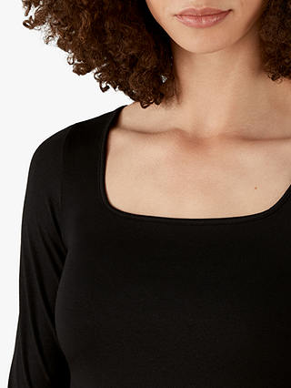 Pure Collection Jersey Square Neck Top, Black