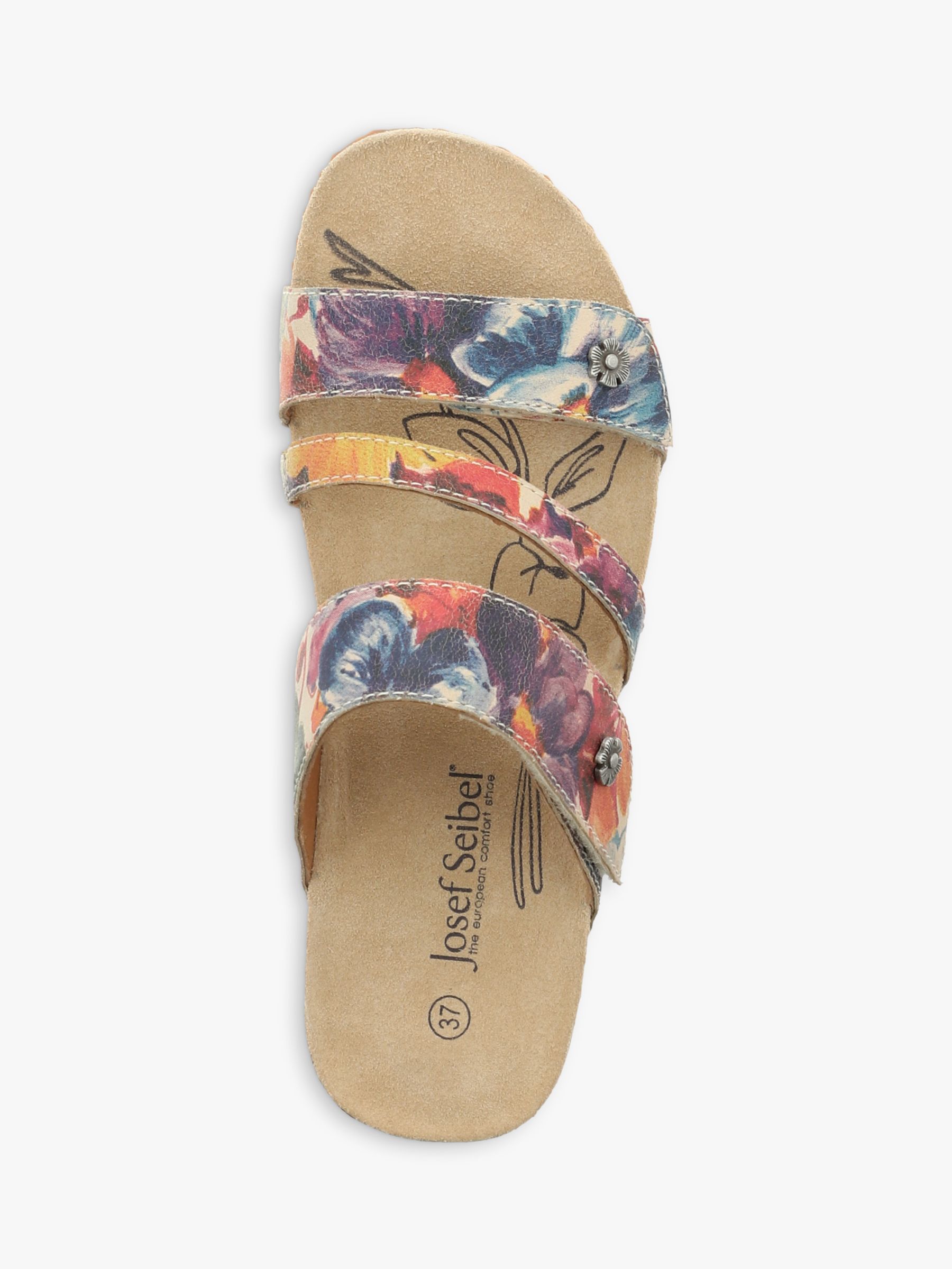 Josef Seibel Tonga 54 Triple Strap Leather Sandals, Floral Print