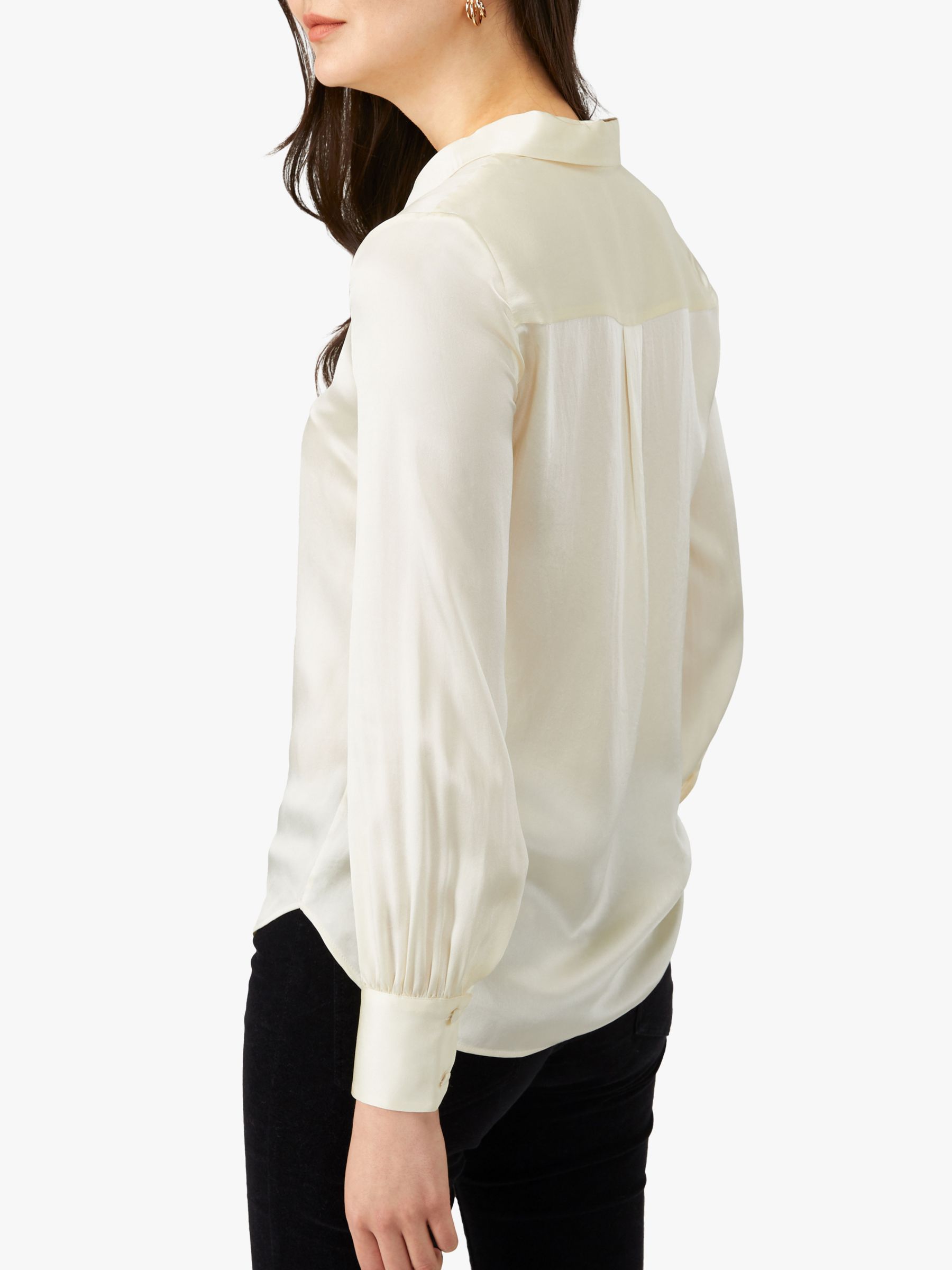 Pure Collection Silk Satin Shirt, Ivory, 16