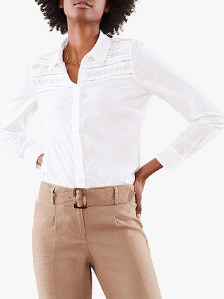 Pure Collection Lace Trim Shirt, White
