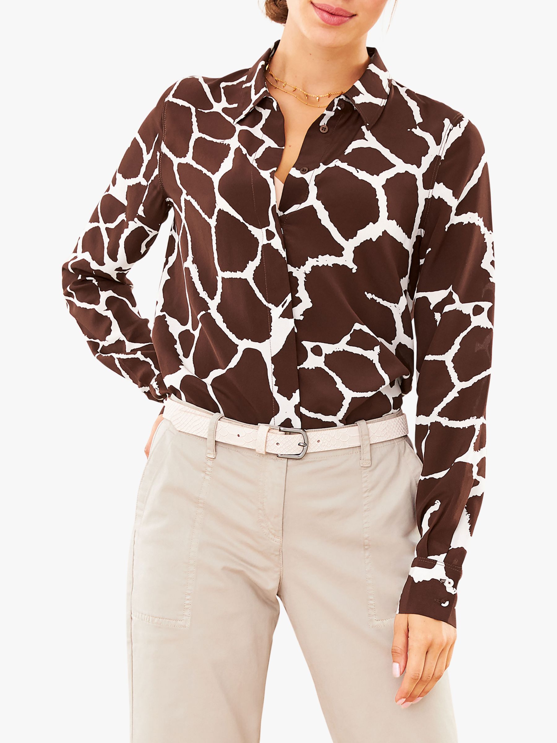 Pure Collection Animal Print Relaxed Silk Blouse, Giraffe Print