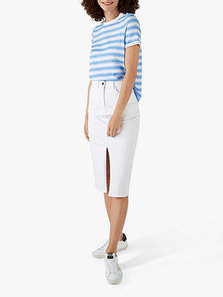 Pure Collection Denim Midi Skirt, White