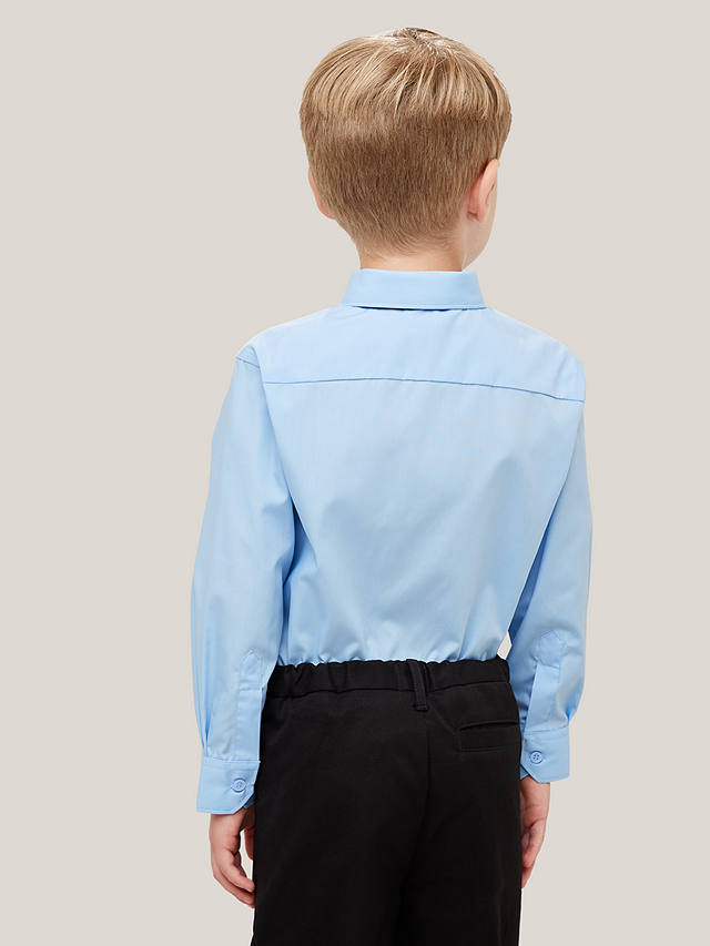 John Lewis Boys' Easy Care Stain Resistant Long Sleeve School Shirt, Pack of 2, Blue