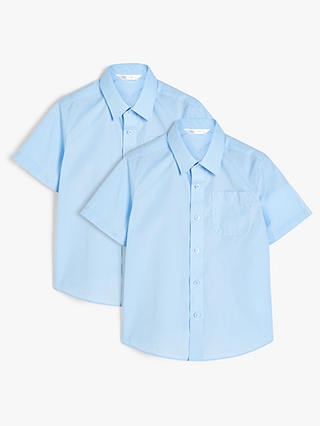 John Lewis Boys' Short Sleeved Stain Resistant Easy Care Shirt, Pack of 2, Blue