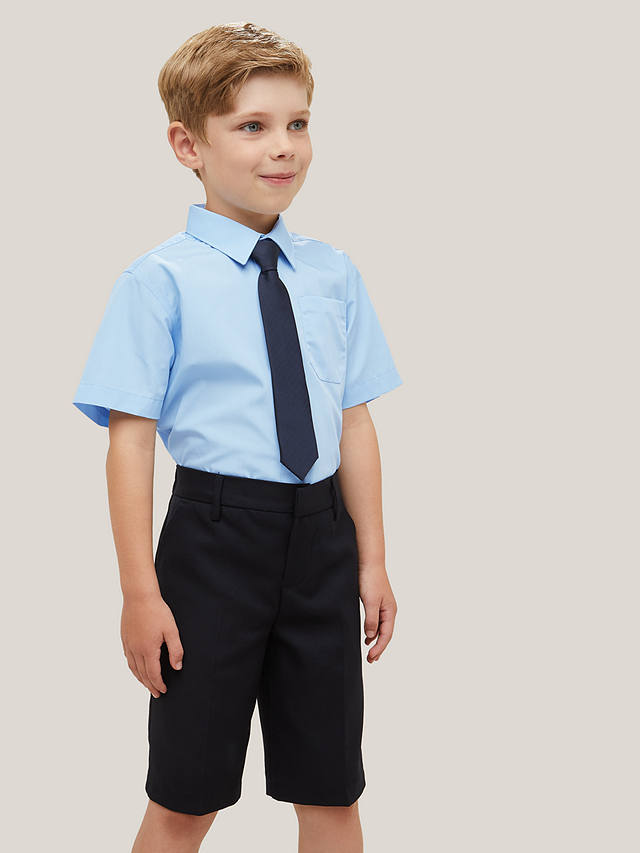 John Lewis Boys' Short Sleeved Stain Resistant Easy Care Shirt, Pack of 2, Blue