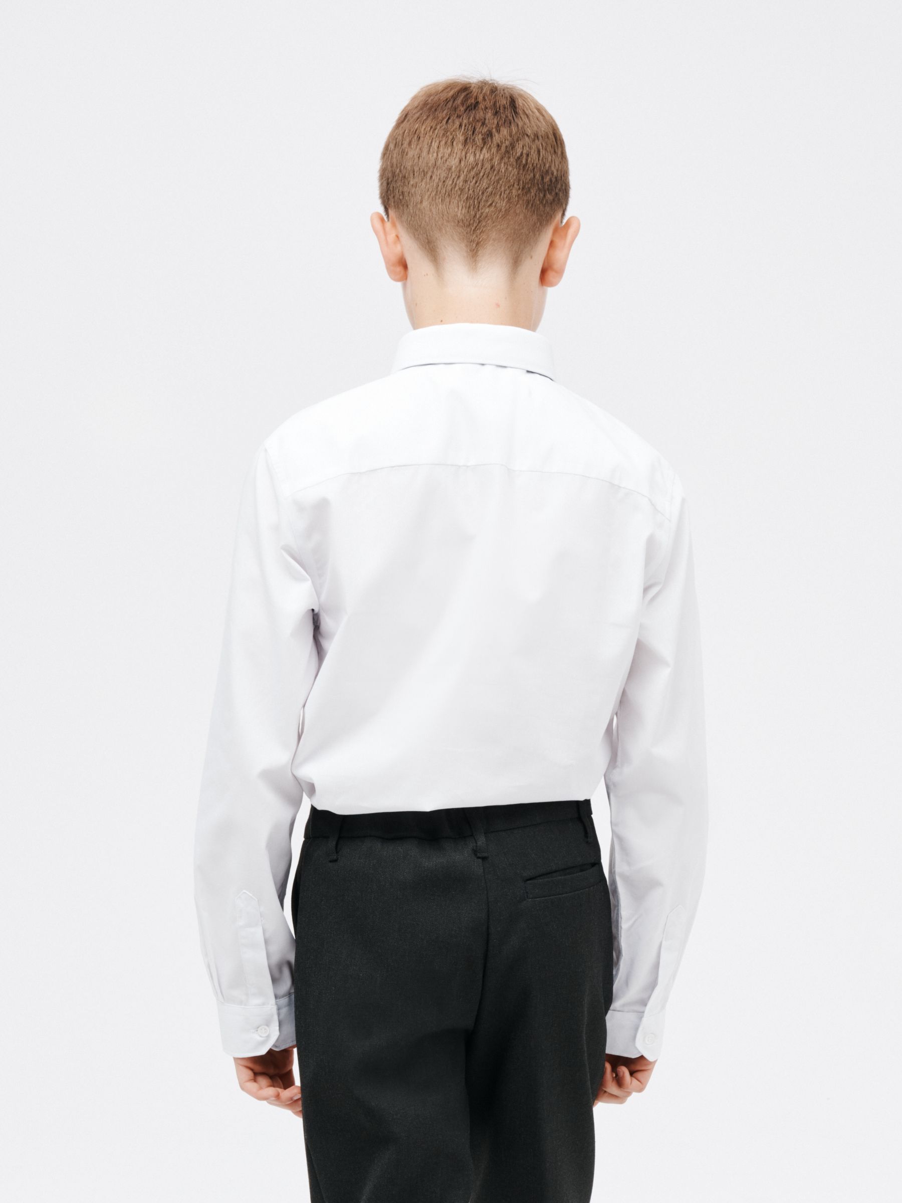Buy John Lewis Boys' Slim Fit Long Sleeve School Shirt, Pack of 2, White Online at johnlewis.com