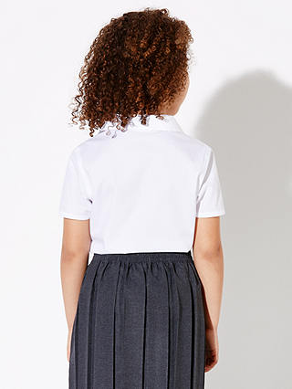 John Lewis Girls' Open Neck Short Sleeve School Blouse, Pack of 2, White