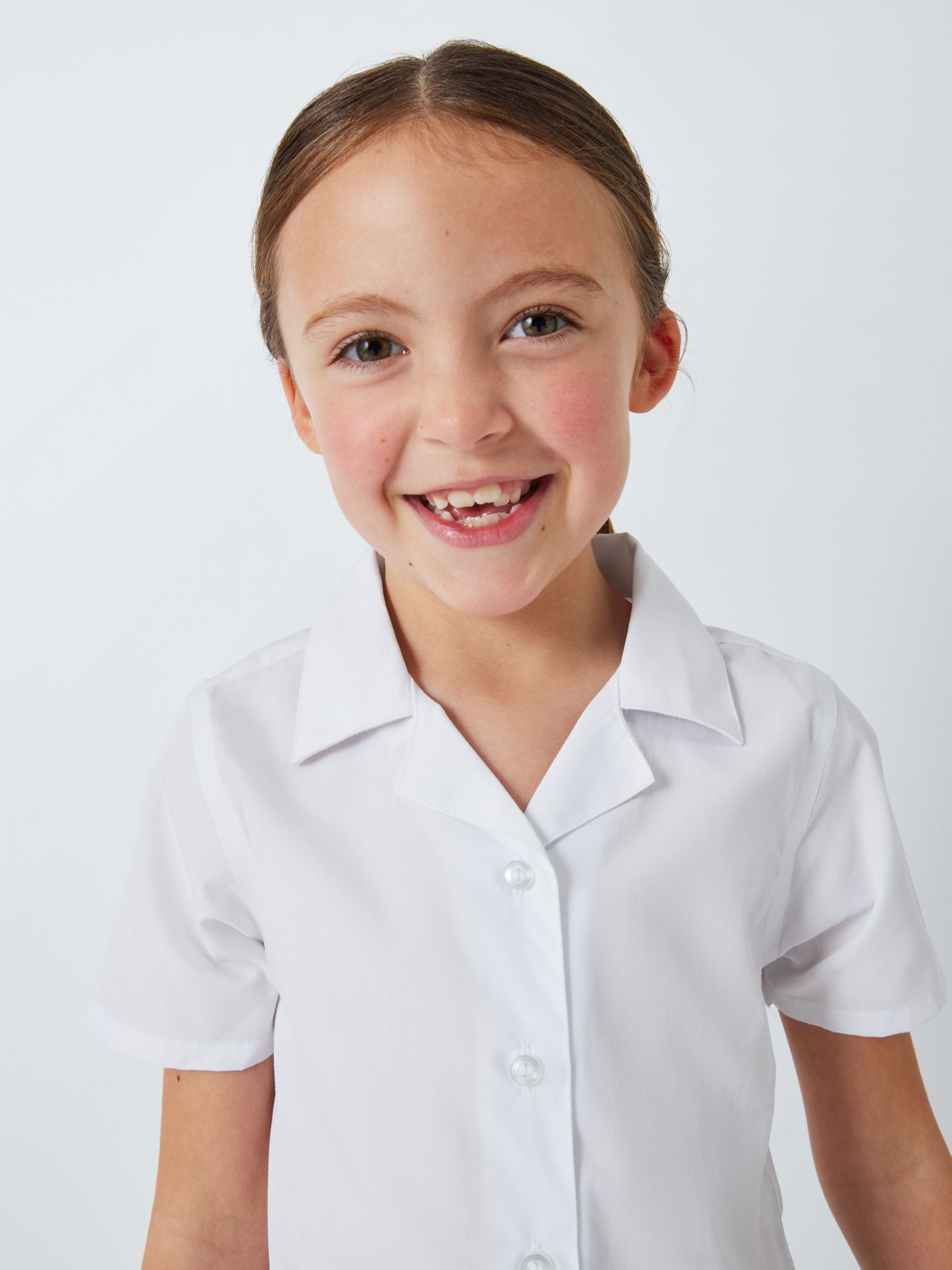 Buy John Lewis Girls' Open Neck Short Sleeve School Blouse, Pack of 2, White Online at johnlewis.com