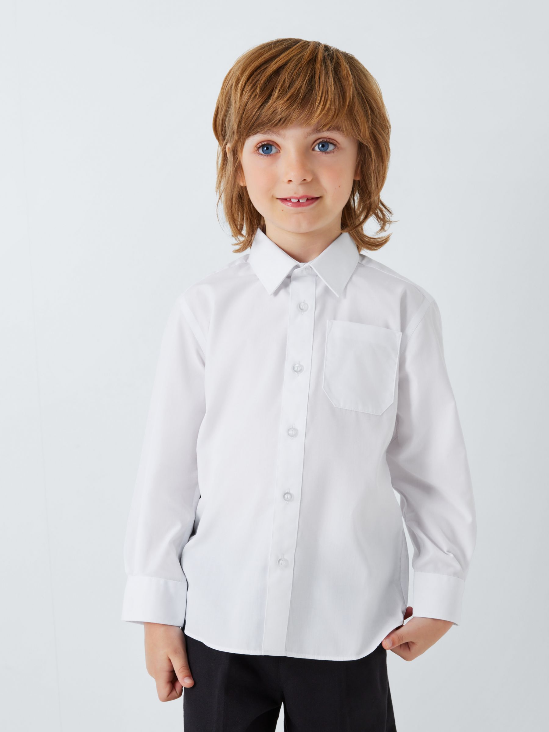 John Lewis Boys' Long Sleeve School Shirt, Pack of 2, White at John ...