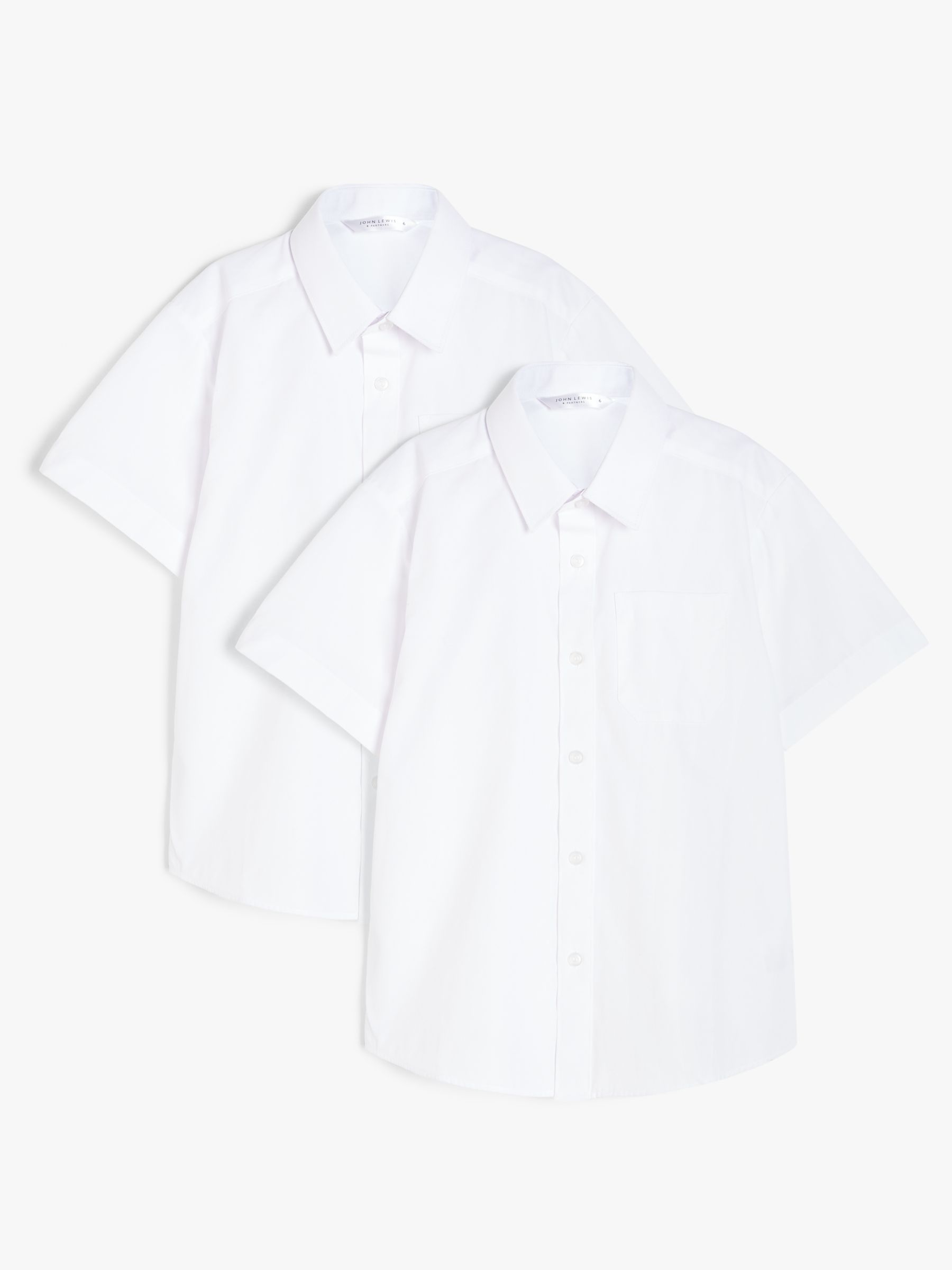 John Lewis & Partners Boys' Short Sleeved Stain Resistant Easy Care Shirt, Pack of 2