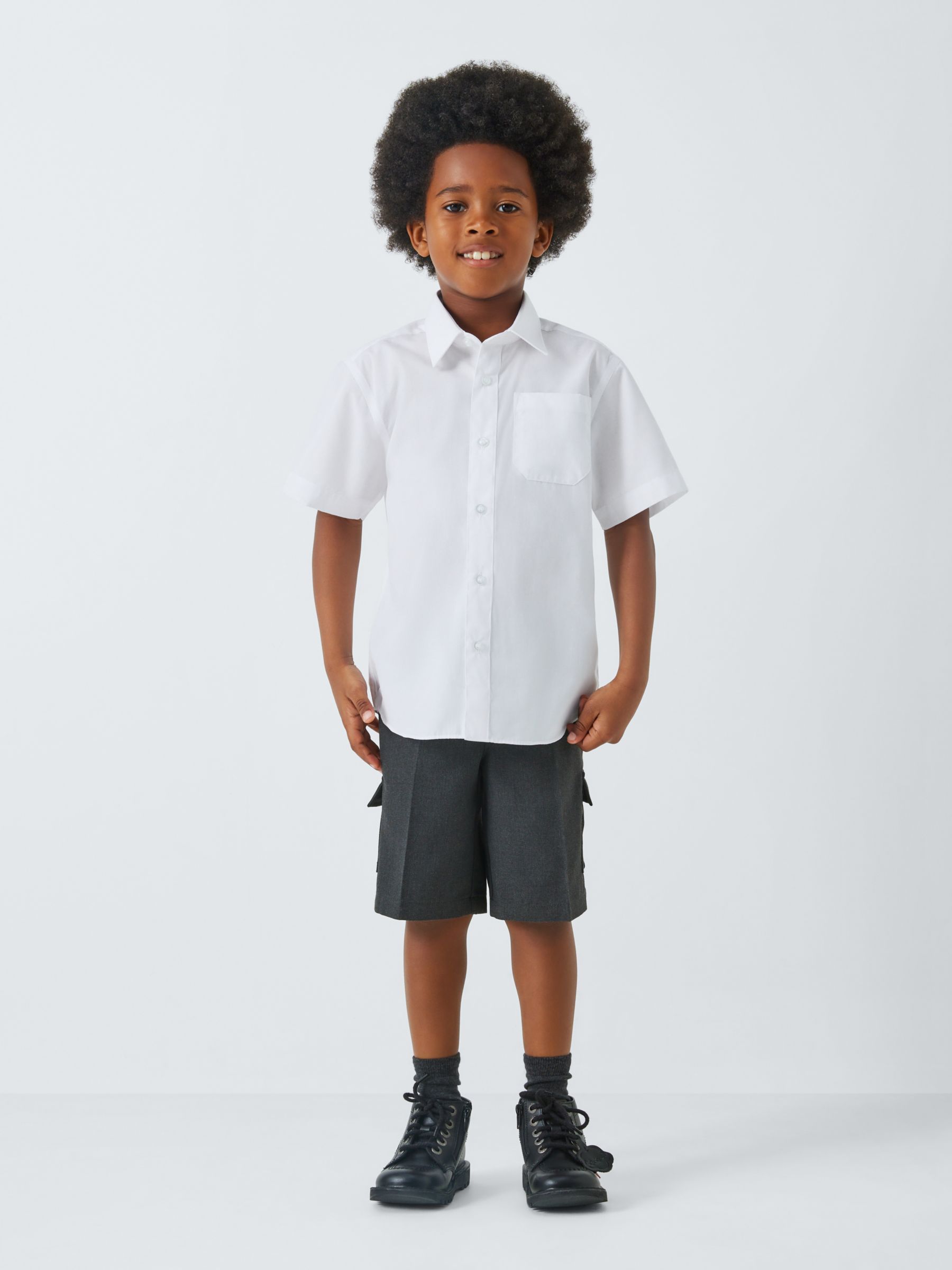 John Lewis Boys' Short Sleeved Shirt, Pack of 2, White, 4 years