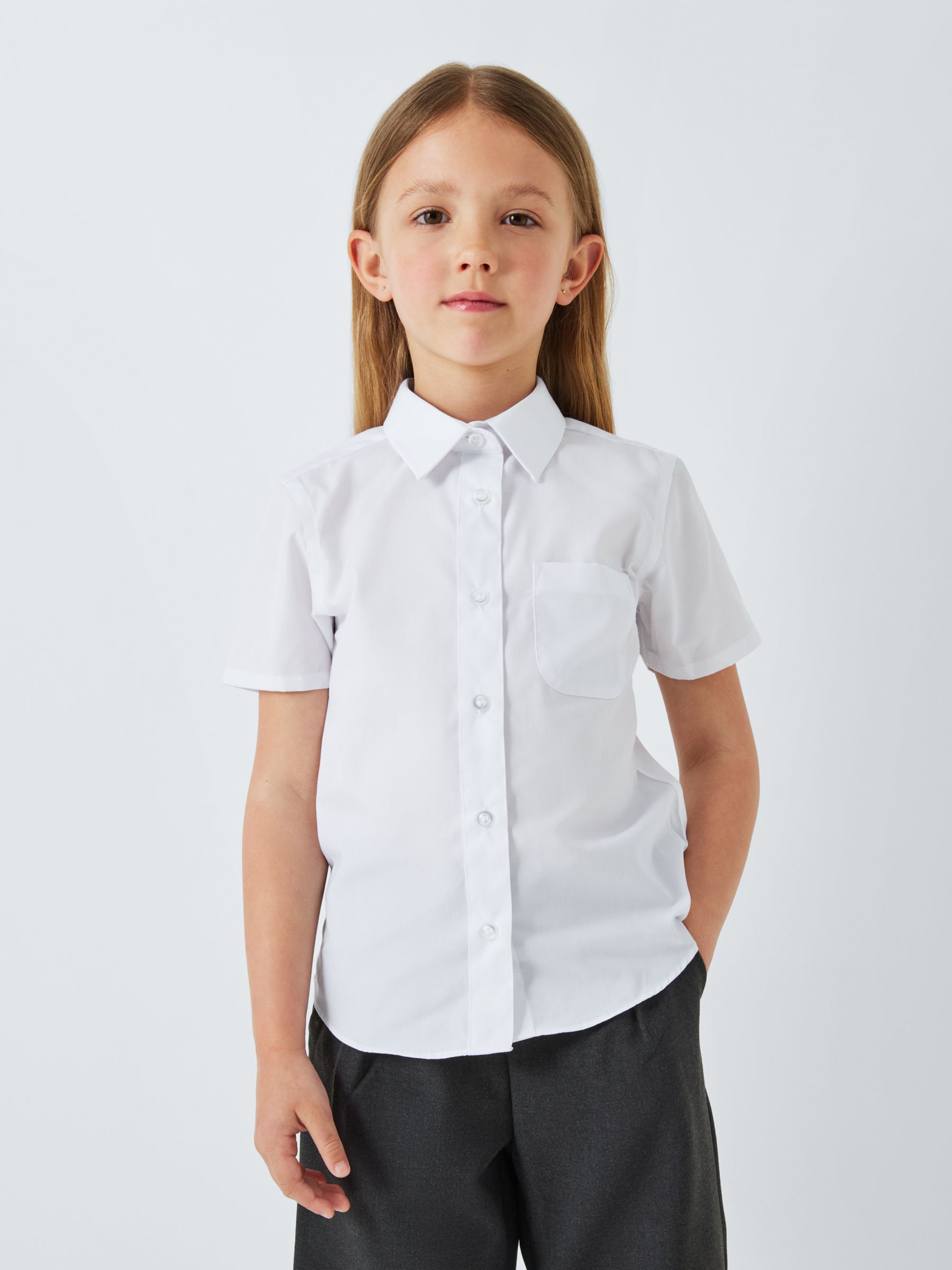 John Lewis Short Sleeve School Blouse, Pack of 2, White, 4 years