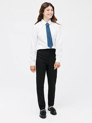 John Lewis Girls' Slim Fit Long Sleeve School Shirt, Pack of 2, White