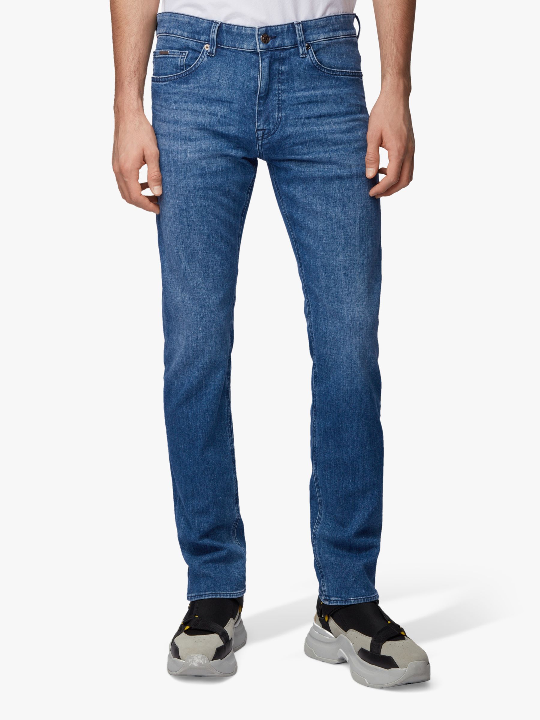BOSS Delaware Slim Fit Jeans, Medium Blue at John Lewis & Partners