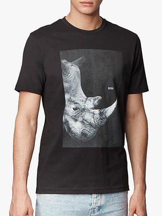 BOSS Troaar Animal Print Cotton Jersey T-Shirt, Black