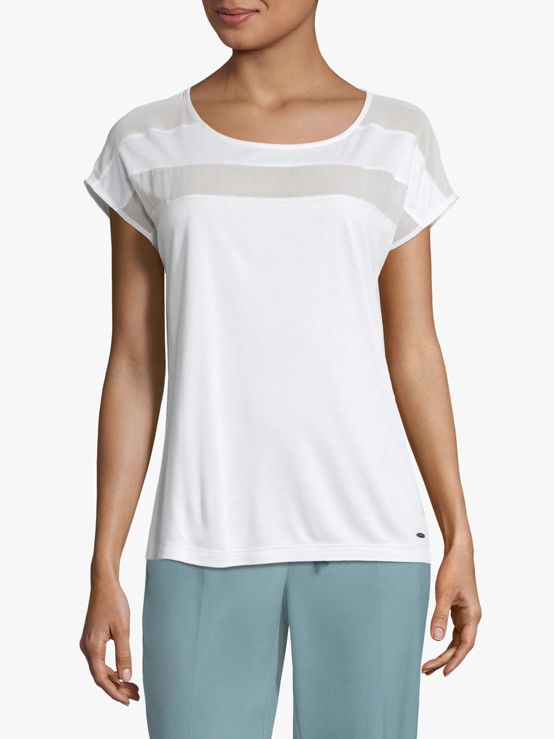 Betty & Co Sheer Panel Top, Bright White