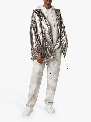 French Connection Clara Foil Windbreaker Jacket, Pewter