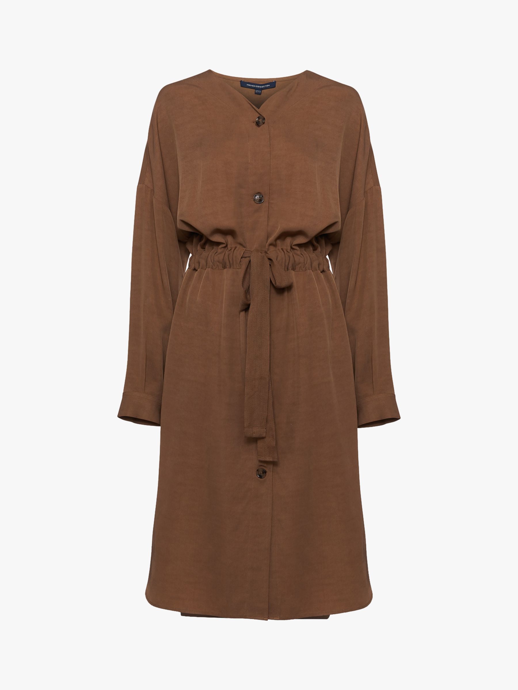 French Connection Baina Twill Belted Midi Dress, Warm Sand, S
