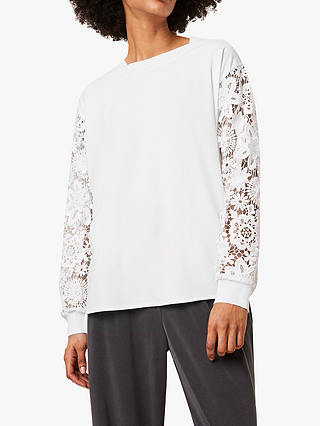 French Connection Tafari Lace Sleeve Top, Summer White