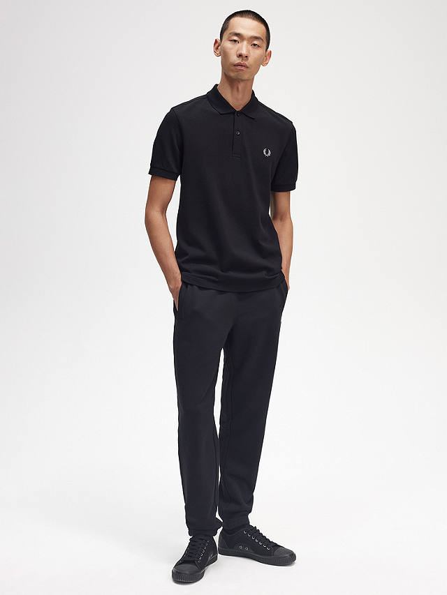 Fred Perry Plain Regular Fit Polo Shirt, Black/Chrome