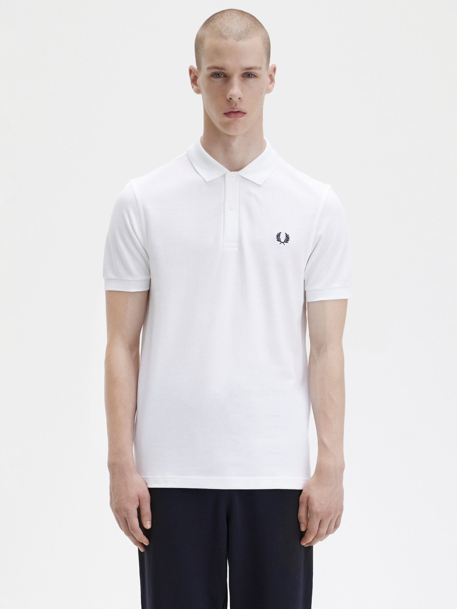 Fred Perry Plain Regular Fit Polo Shirt, White at John Lewis & Partners