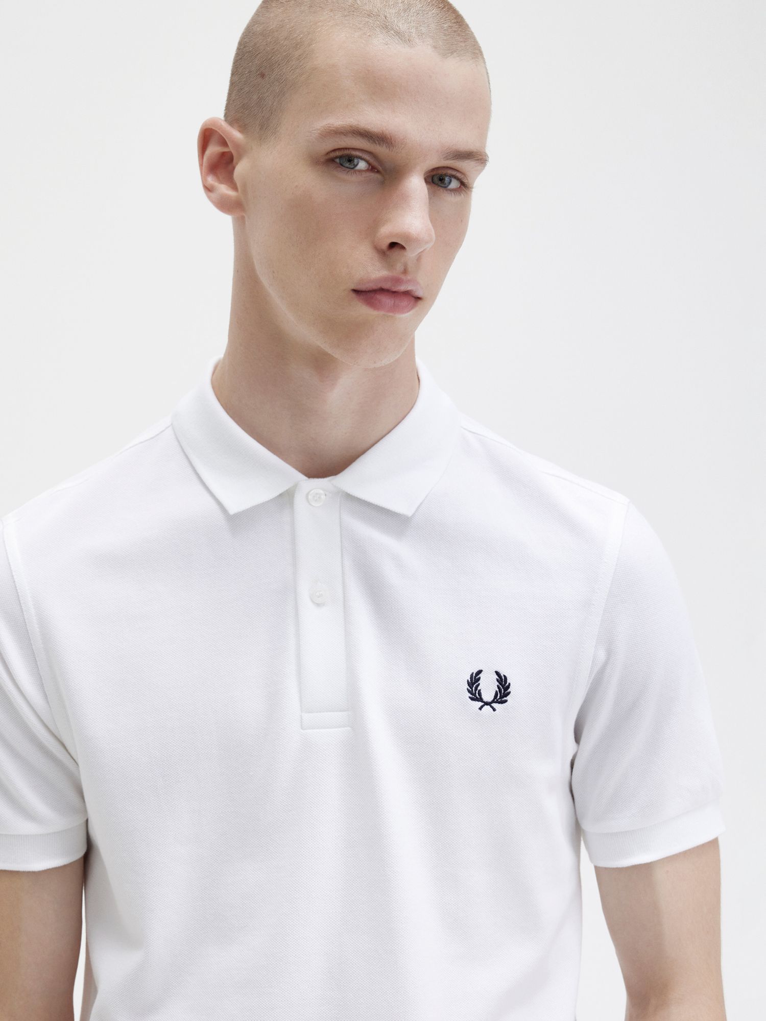 Fred Perry Plain Regular Fit Polo Shirt, White, S