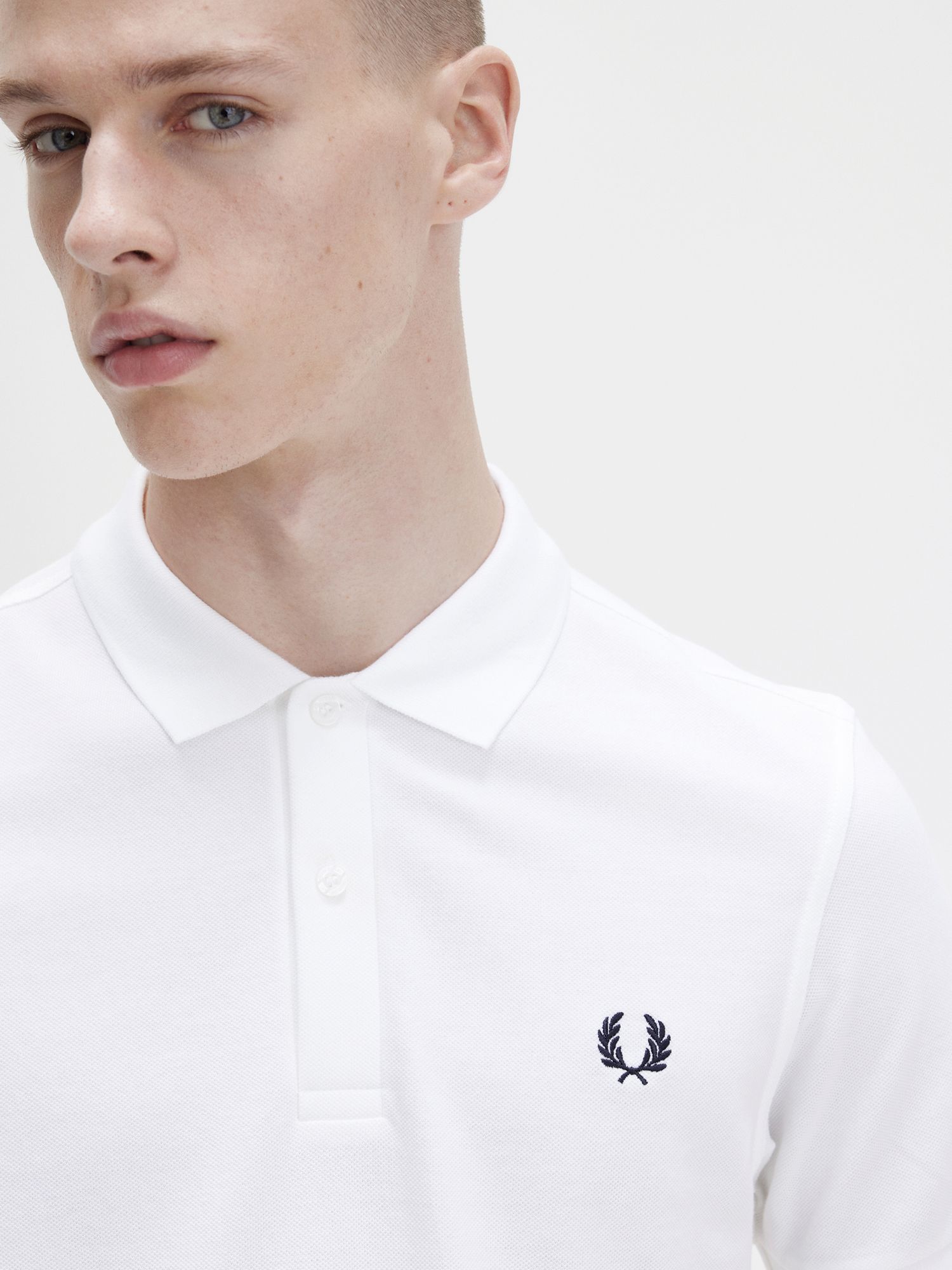 Fred Perry Plain Fit Polo Shirt, White at John Lewis & Partners