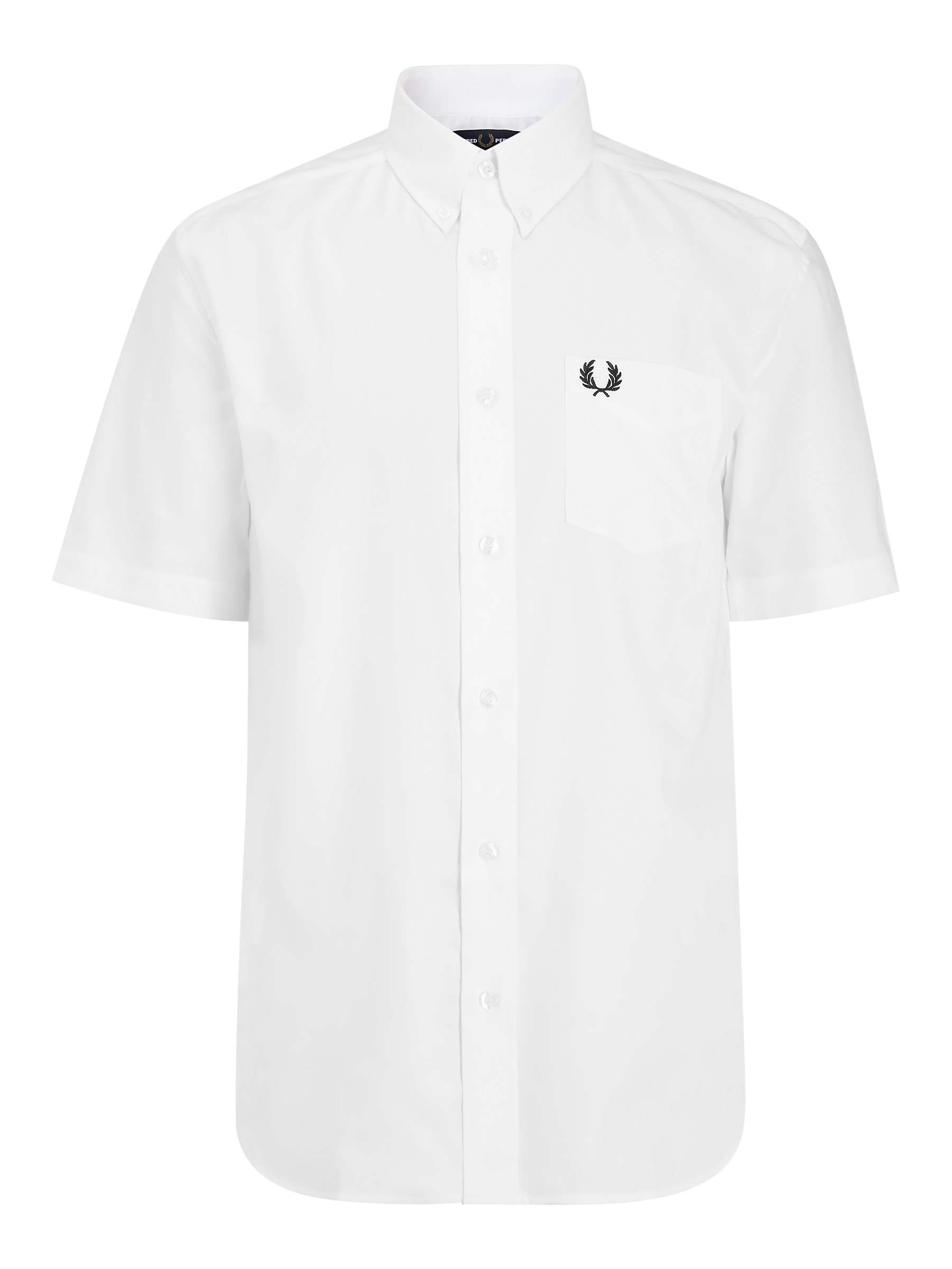 Fred Perry Short Sleeve Oxford Shirt, White at John Lewis & Partners
