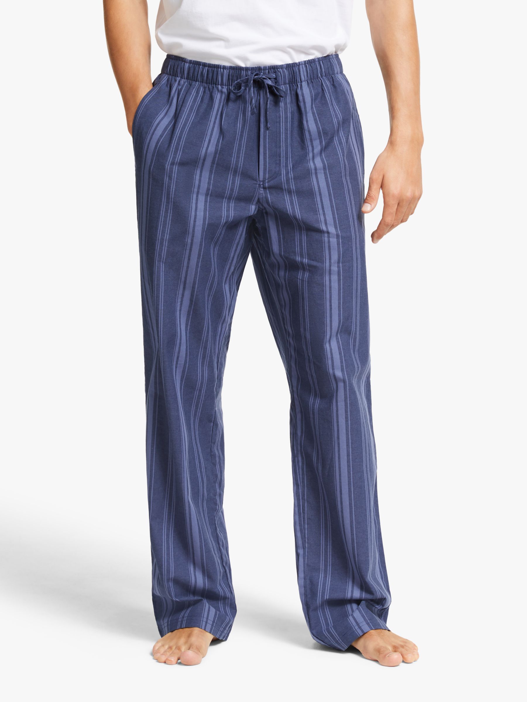 John Lewis & Partners Organic Cotton Bold Stripe Pyjama Trousers, Blue ...