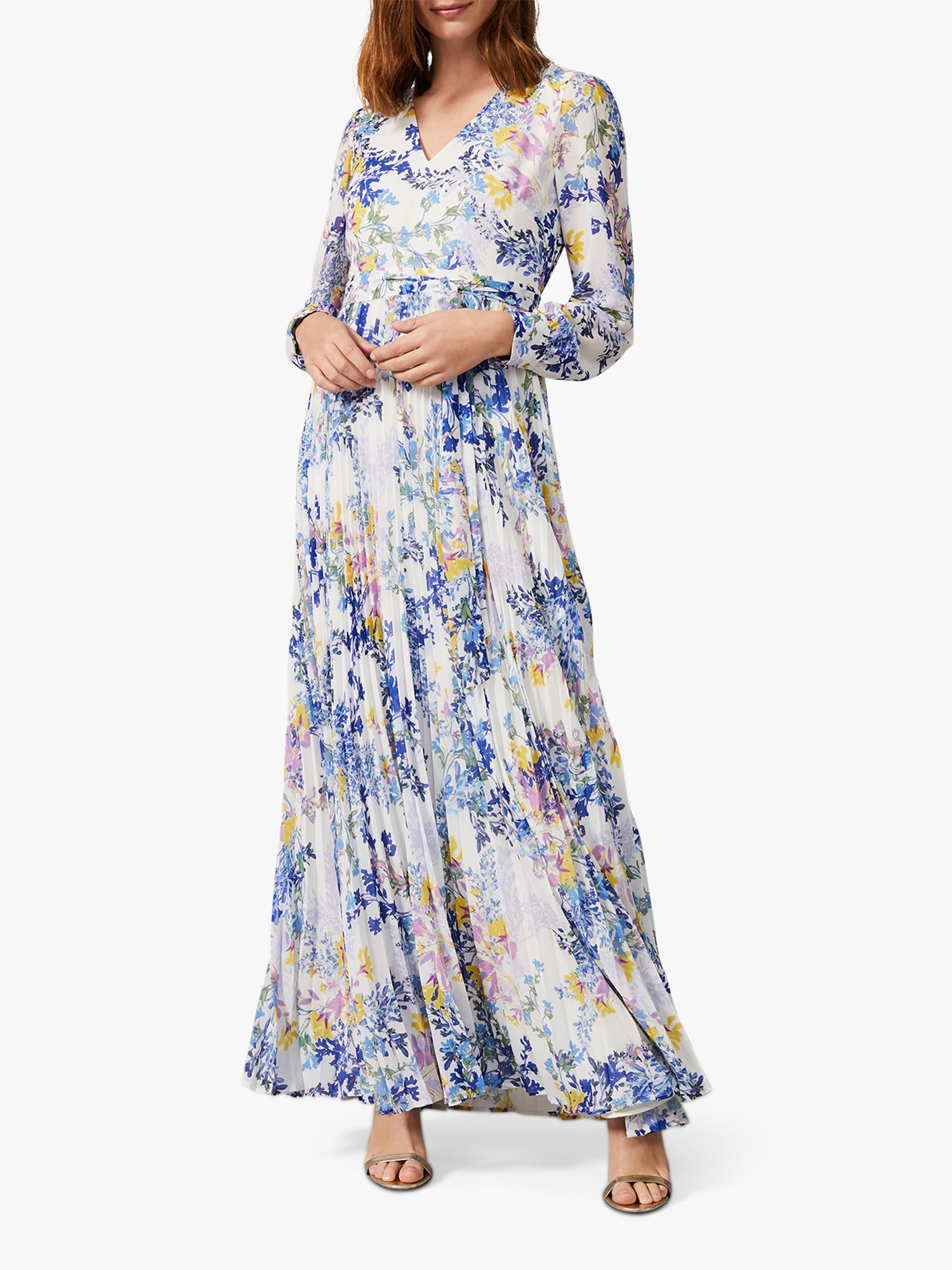 Phase Eight Daryl Pleated Maxi Dress, Lavender/Multi at John Lewis ...
