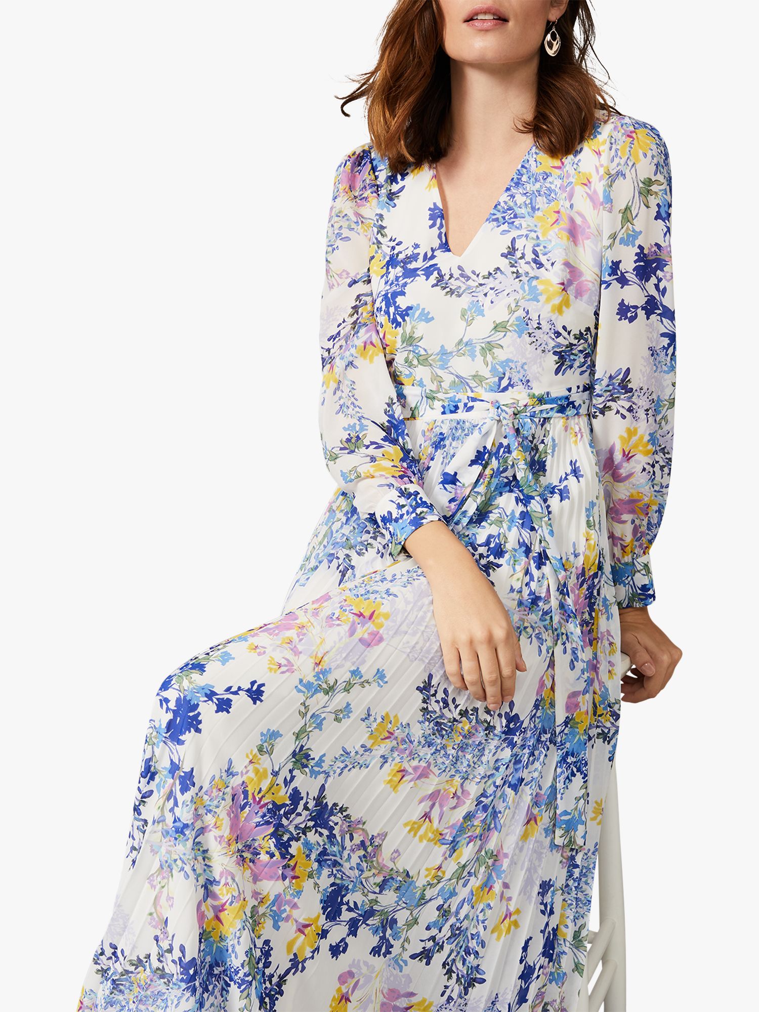 Phase Eight Daryl Pleated Maxi Dress, Lavender/Multi at John Lewis ...
