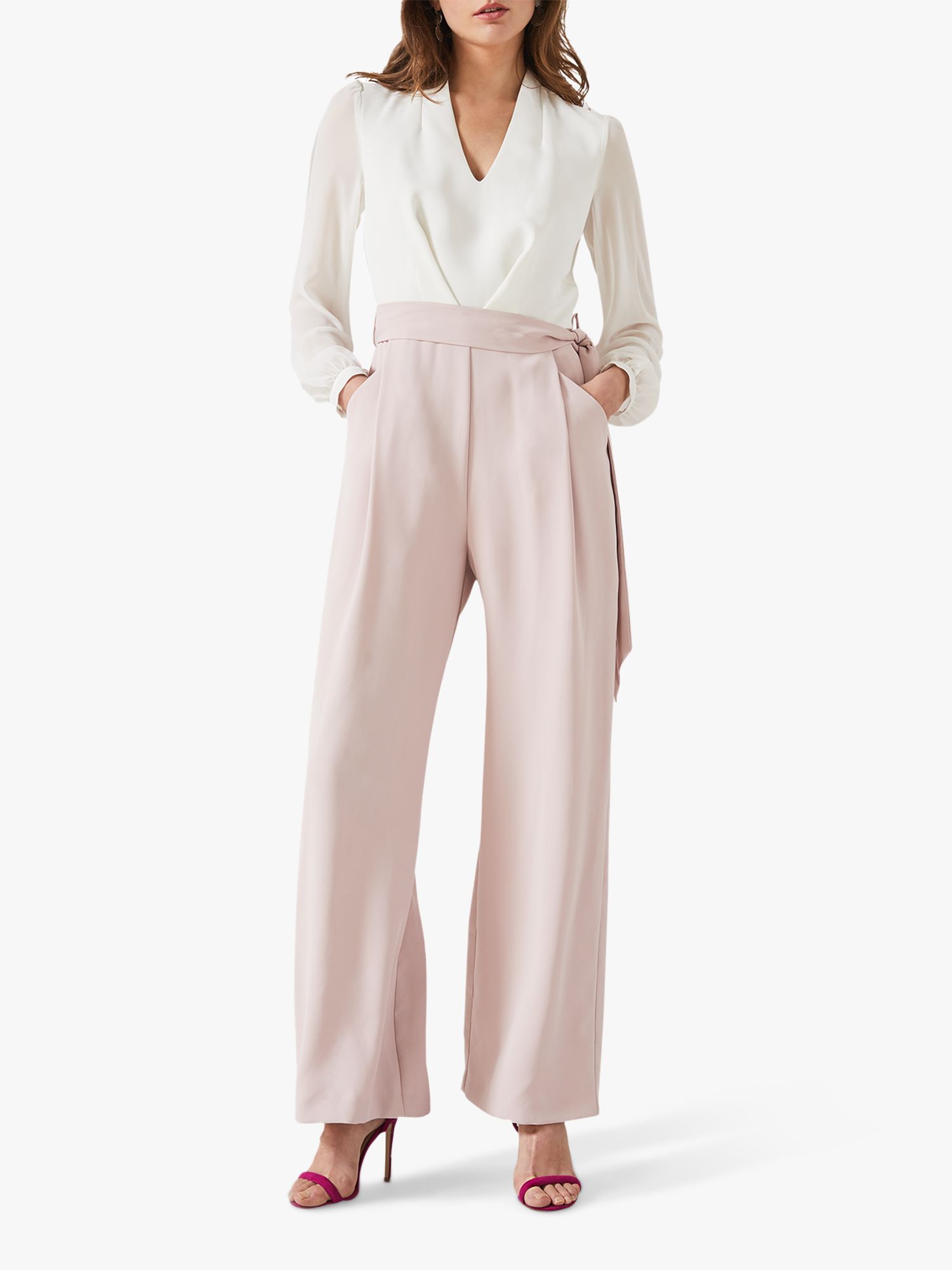 Phase Eight Audrey Two Tone Jumpsuit, Ivory/Antique Rose at John Lewis ...