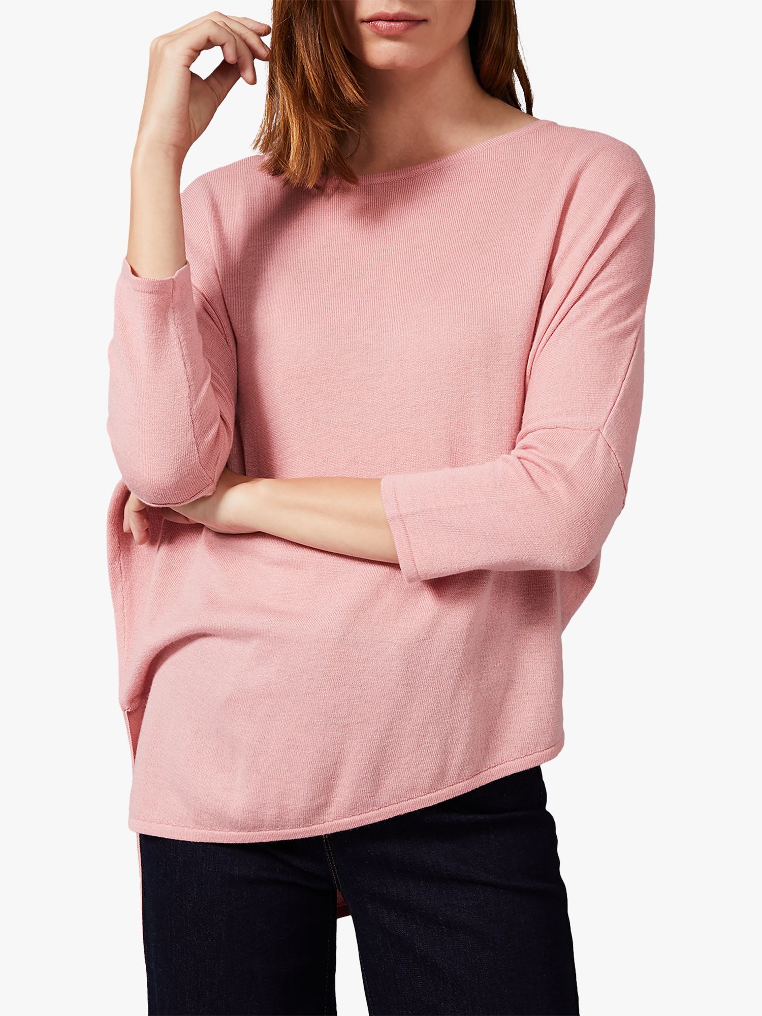 Phase Eight Lia Split Detail Knit Top, Blush Pink