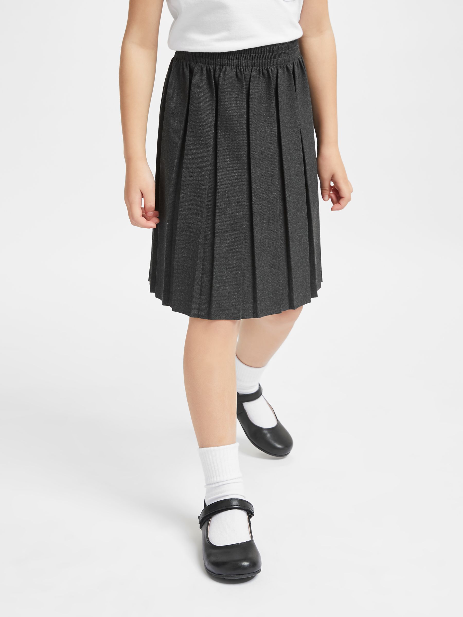 John Lewis Girls' Stain Resistant Pleated School Skirt, Grey at John ...