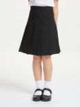 John Lewis Girls' Adjustable Waist Stain Resistant Panel Pleated School Skirt, Black